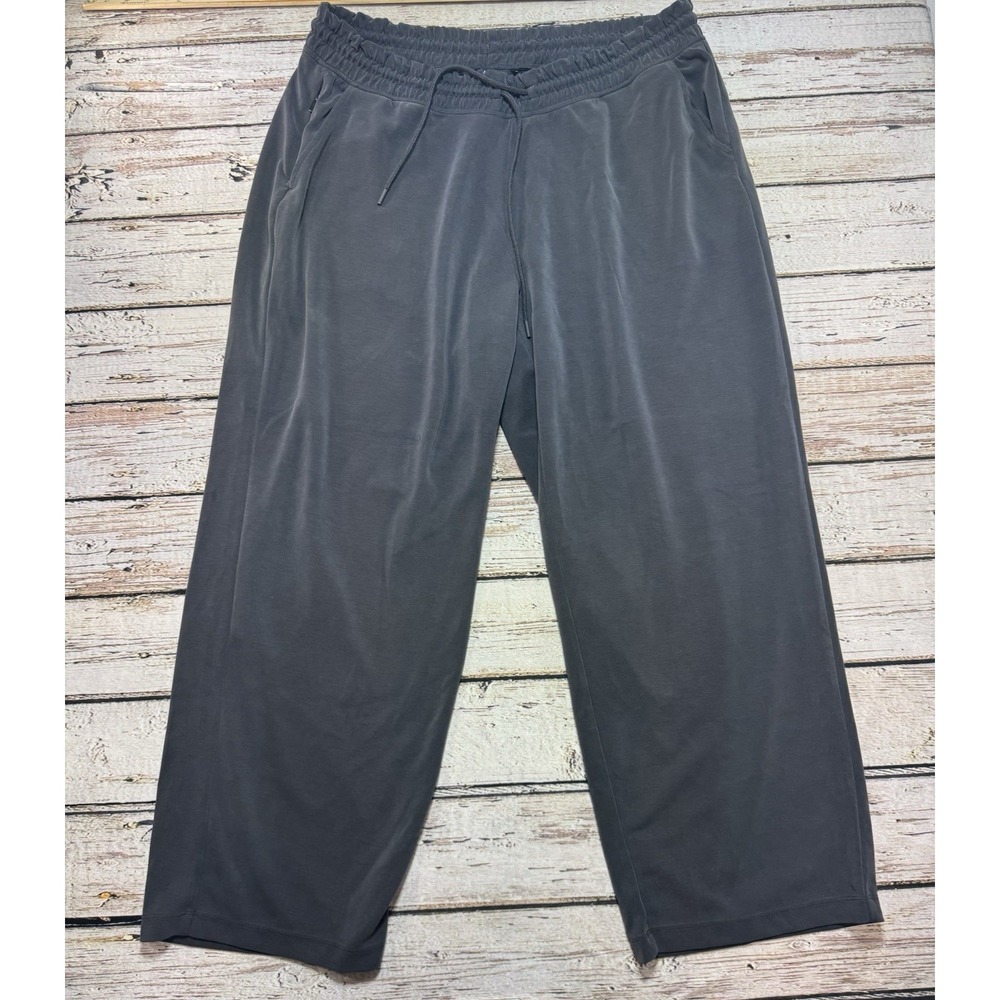 Athleta 1X Dark Gray Seasoft Wide Leg Travel Gorpcore Comfort Athleisure Pants